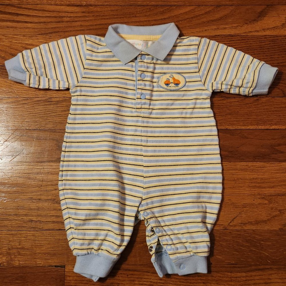 Gymboree Scooter one-piece striped coverall - Vintage 0-3 Months